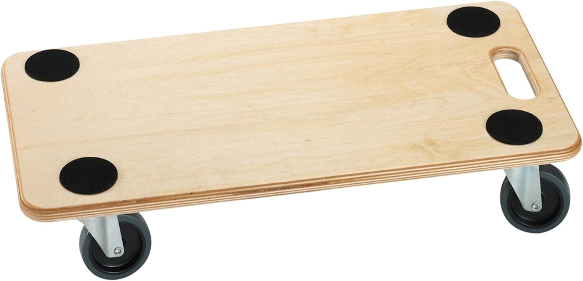 1x Transport Trolley 58 x 30 x 11 cm/Wooden Board with Carry Handle and Port Aid as Castor Roller & Trolley Steering Wheels Up To 200 kg Natural