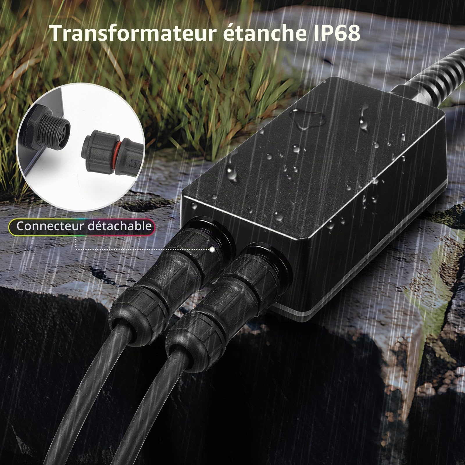 Lumière LED Submersible pour Étang avec Contrôle APP, 6W Spots Immergés Étanches avec 12V Transformateur et Minuterie, Projecteur de Bassin IP68 Étanche pour Fontaine Jardin Aquatique, Set 2