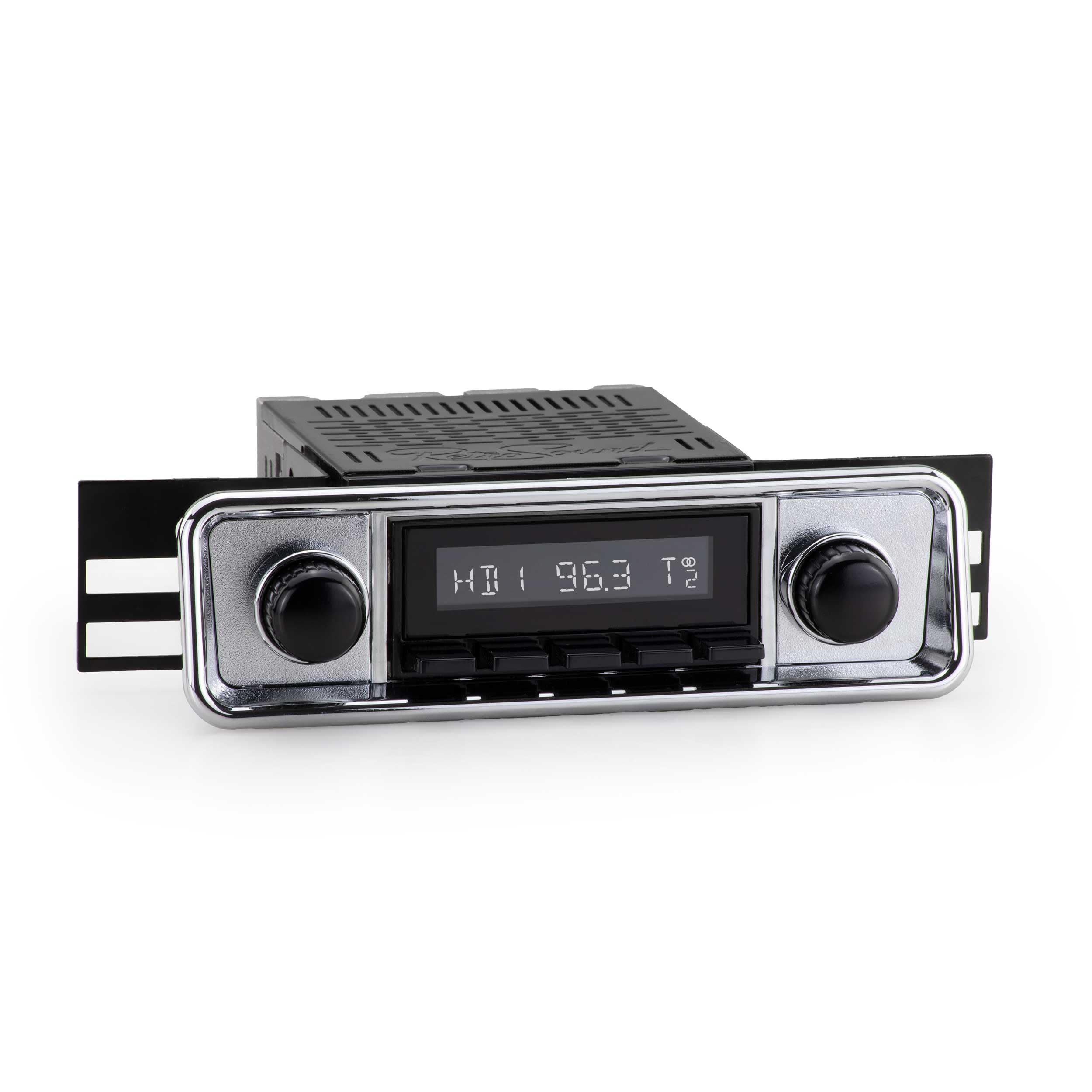 Retro Manufacturing Laguna Radio with Black Face, 36P-76P Knobs, and Vintage Overlay LAB-M1-307-36P-76P-SCP