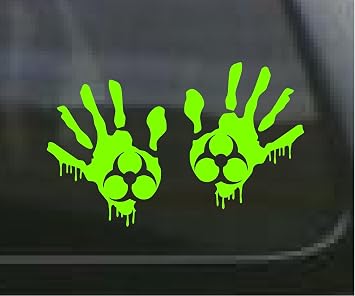ProSticker 1267/1268 Right Hand and Left Hand 4" Zombie Series Green Blood Hand Biohazard Decal Sticker