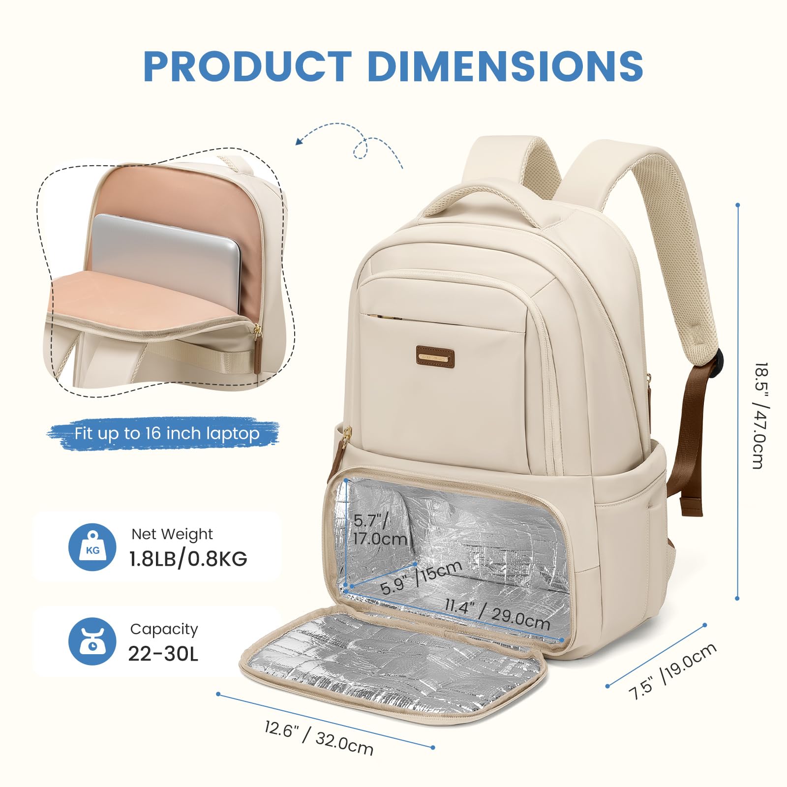 Sac à Dos Isotherme GOLF SUPAGS 16 Pouces Ordinateur Compartiment Isotherme Camping Voyage