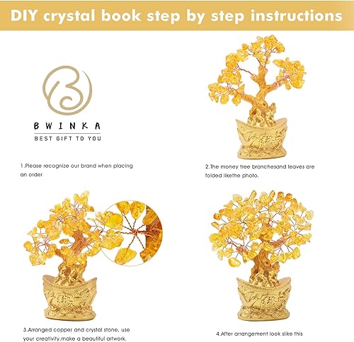 Miniatura 6 de Bwinka Árbol de dinero de Feng Shui para oficina, mesa de hogar, decoración de Feng Shui, árbol de dinero de cristal para riqueza y buena suerte
