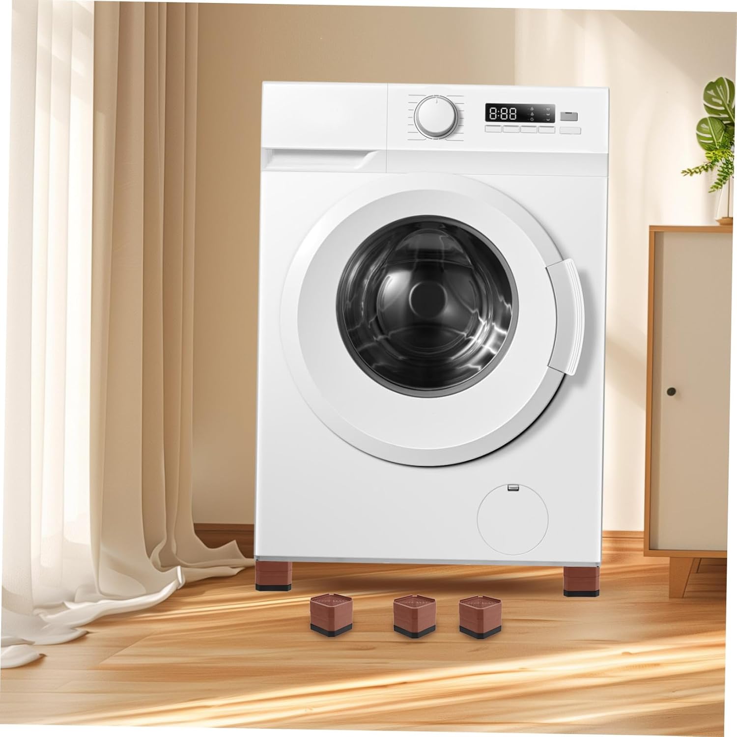 6Pcs Slip Vibration Mat for Washer Dryer Plastic Furniture Leg Risers Height Enhancing Pads for Tables Chairs Appliances Versatile Floor Protectors