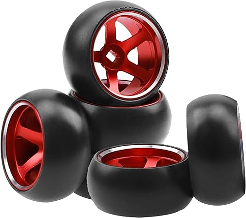 Miniatura 2 de Paquete de 4 neumáticos de plástico para automóvil de 0.98 x 0.59 pulgadas 128 pulgadas con llantas de metal compatibles con Wltoys K969 K989 P929