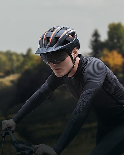 Miniatura 7 de OutdoorMaster - Casco de bicicleta para adultos, con luz LED trasera recargable, gafas magnéticas desmontables, visera solar extraíble - Adecuado