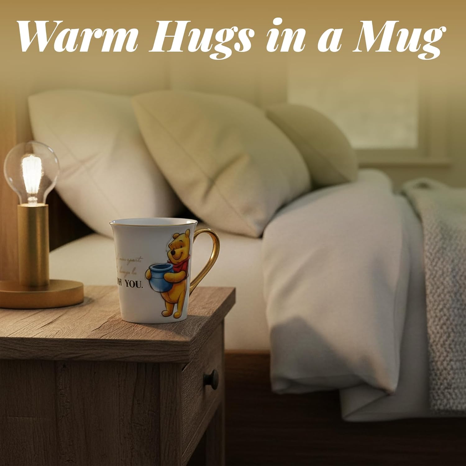 Disney 100th Anniversary Winnie the Pooh Ceramic Mug – Elegant D100 Anniversary Coffee Cup with Gold Handle – Collectible Ceramic Coffee Mug Featuring Winnie the Pooh – Official Licensee