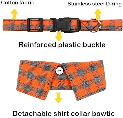 Miniatura 2 de Collar de algodón para perro con corbatín, cómodo y ajustable con bonito diseño de solapa, para mascotas pequeñas, medianas y grandes