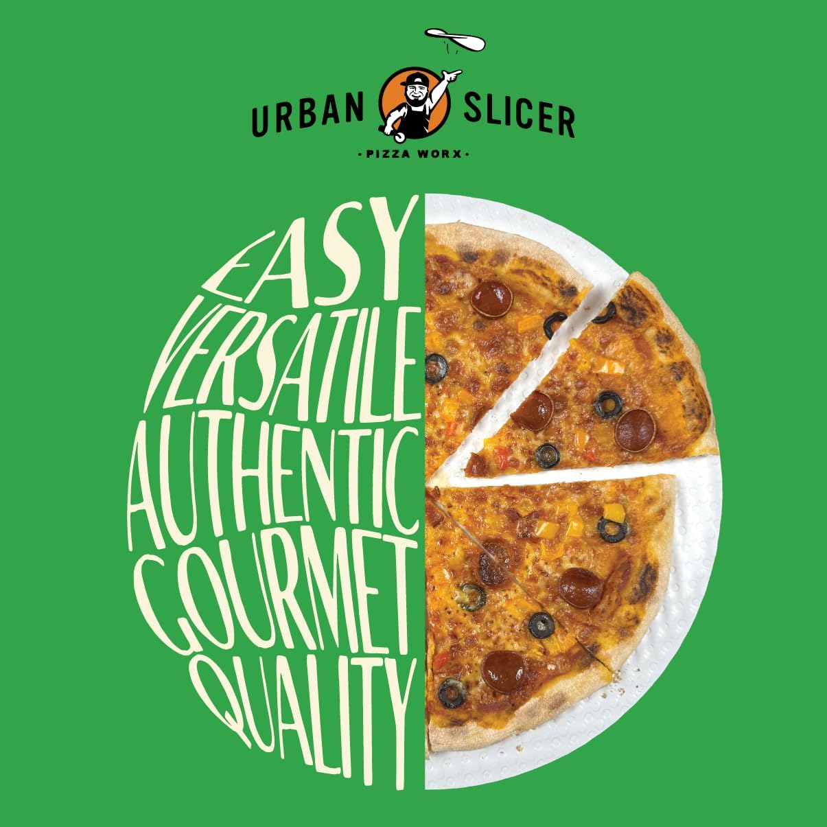 Urban Slicer Pizza Worx - 14" Multi-Purpose Pizza Trays - Reusable Cutting Mat - Perfect for Reheating - 6 Count
