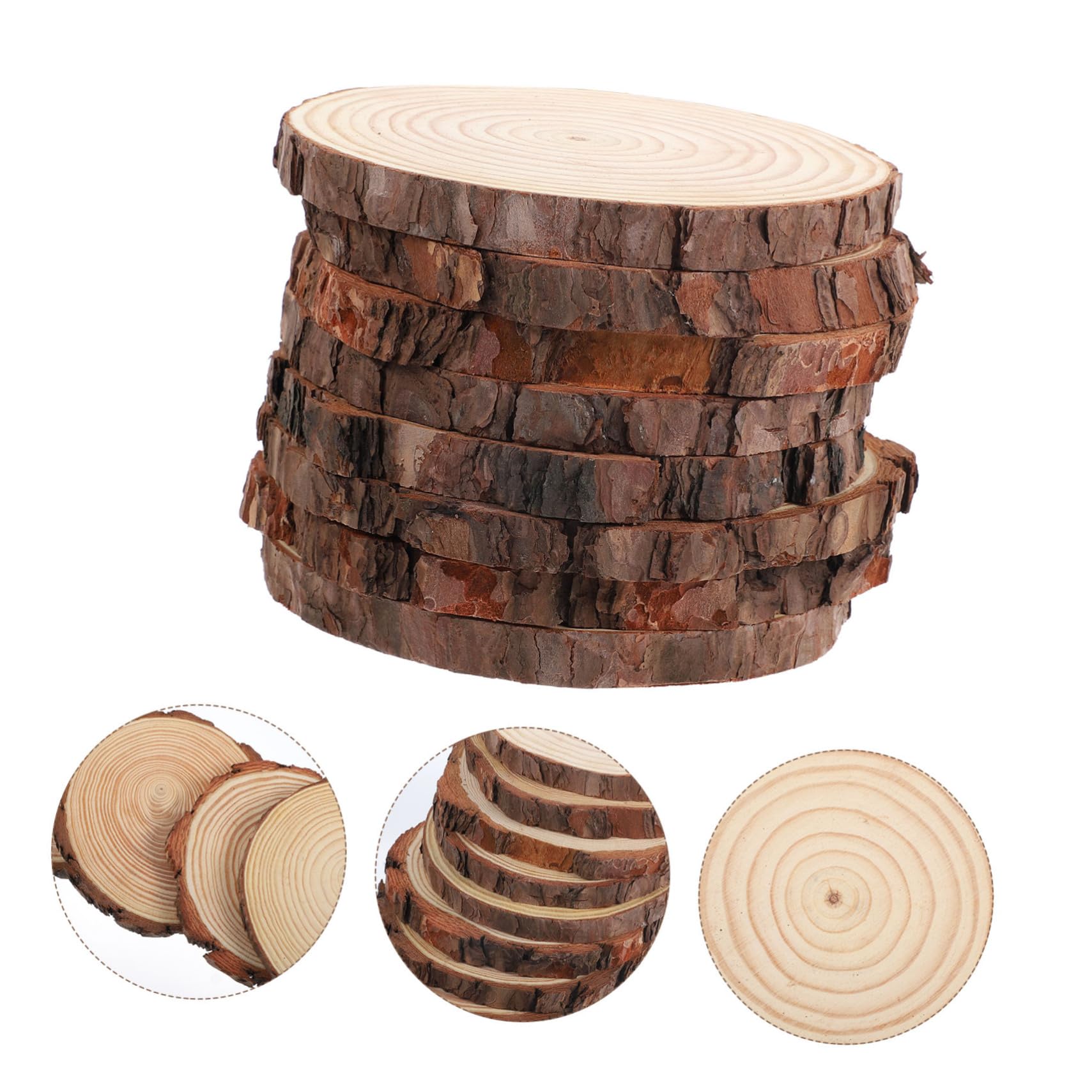 Angoily 8 Stück Teiliges Unbehandelte Holzscheiben für Diy Bastelprojekte Runde Holzscheiben Hochwertigem Material Durchmesser für Hochzeiten Weihnachtsdekoration und Handarbeiten