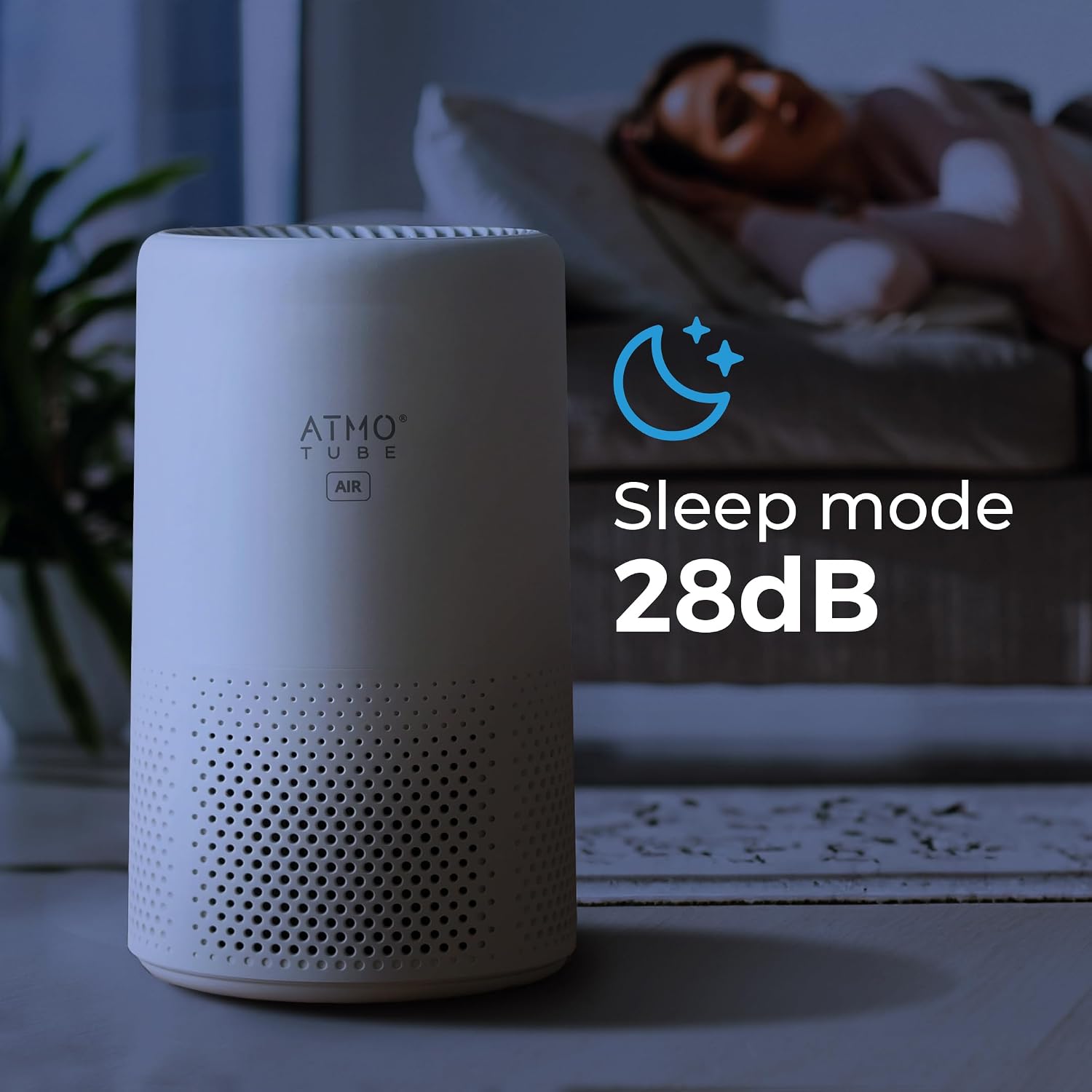 Atmotube AIR HEPA Air Purifier for Home – True H13 HEPA Filter for Small Rooms up to 172 sq.ft – 3-Stage Filtration for Smoke, Dust, Pets & Pollen – Ultra-Quiet Sleep Mode (28dB) & Night Light