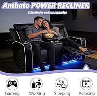 Vista 5 de Juego de sofá reclinable eléctrico, juego de sofá reclinable de cine en casa, sofá biplaza reclinable de cuero transpirable