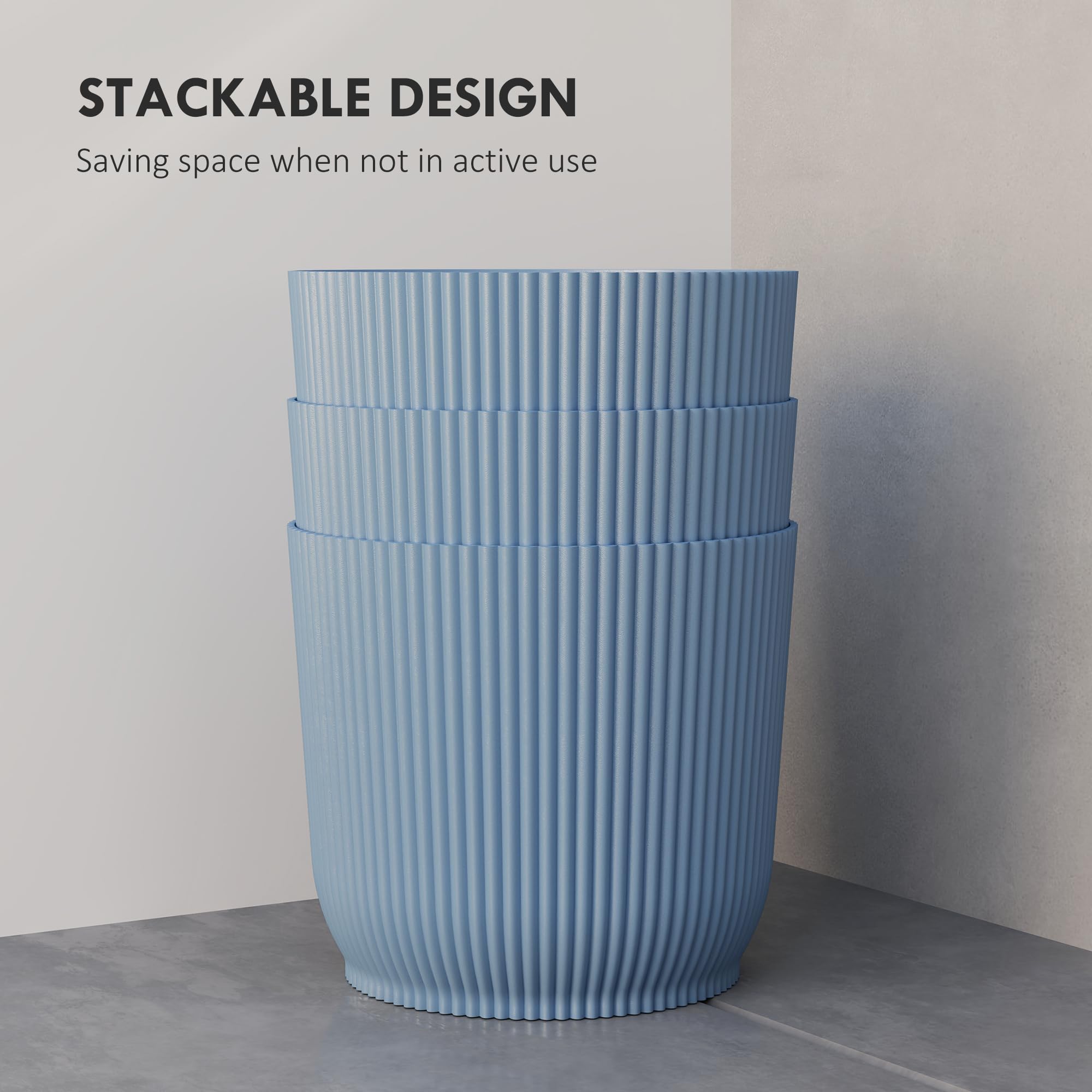 Outsunny Lot de 3 Pots en Plastique 22cm, Bleu