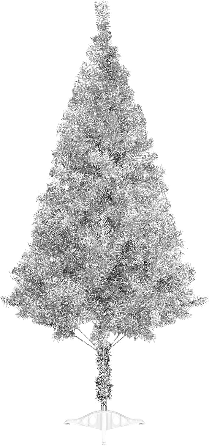 Arthas 5' Ft Tinsel Christmas Tree for Home Decor Xmas Holiday Seasonal Sparking Gorgeous Folding Artificial Christmas Tree (Silver)