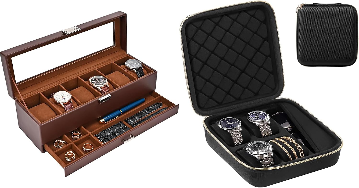 ProCase Watch Box Bundle with Travel Watch Case
