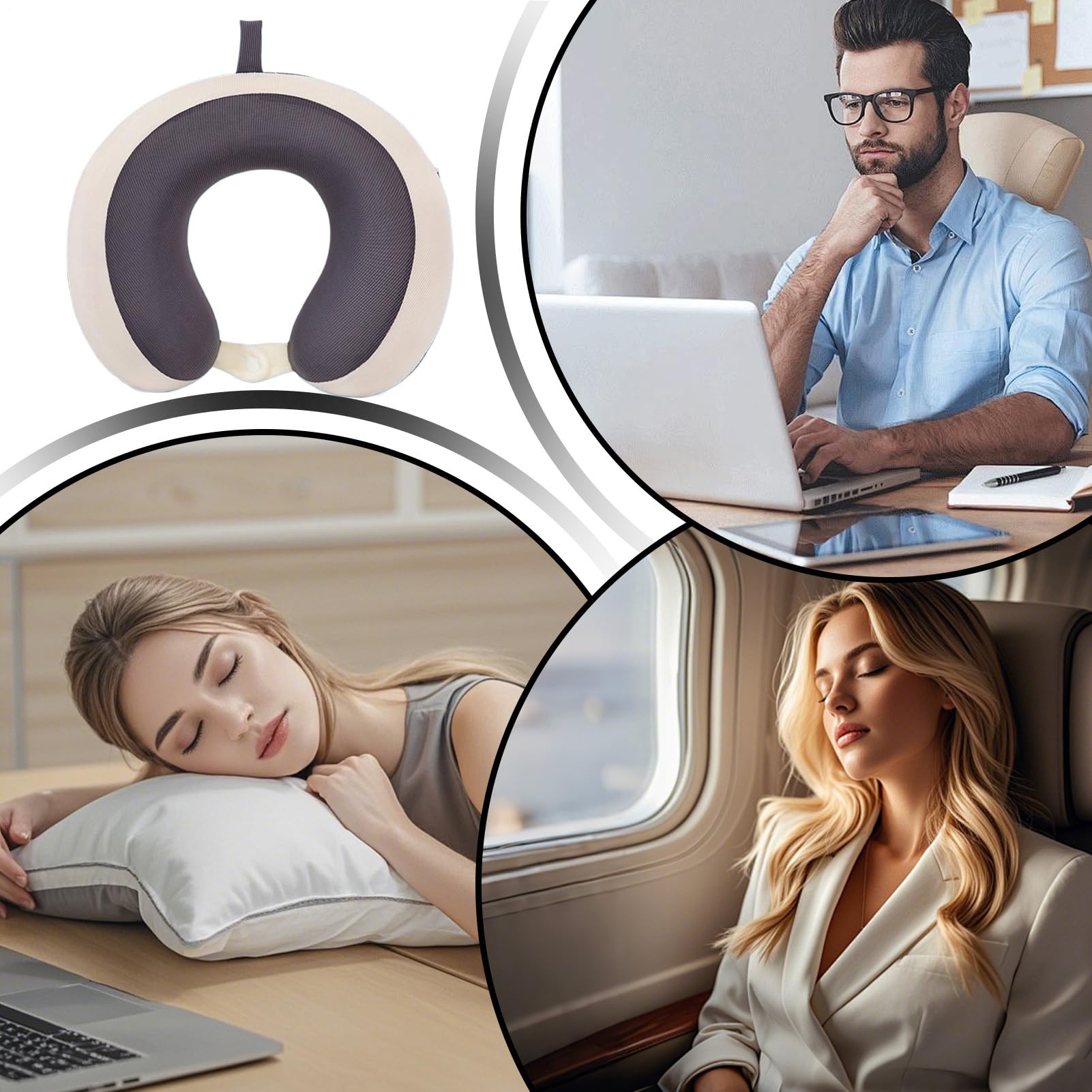 Cuscino da Viaggio Seta Ghiaccio Ergonomico Traspirante Rinfrescante | Cuscino da viaggio a forma di U per aereo Campeggio, Affari, , Uomini, Donne, Adulti, Famiglia,