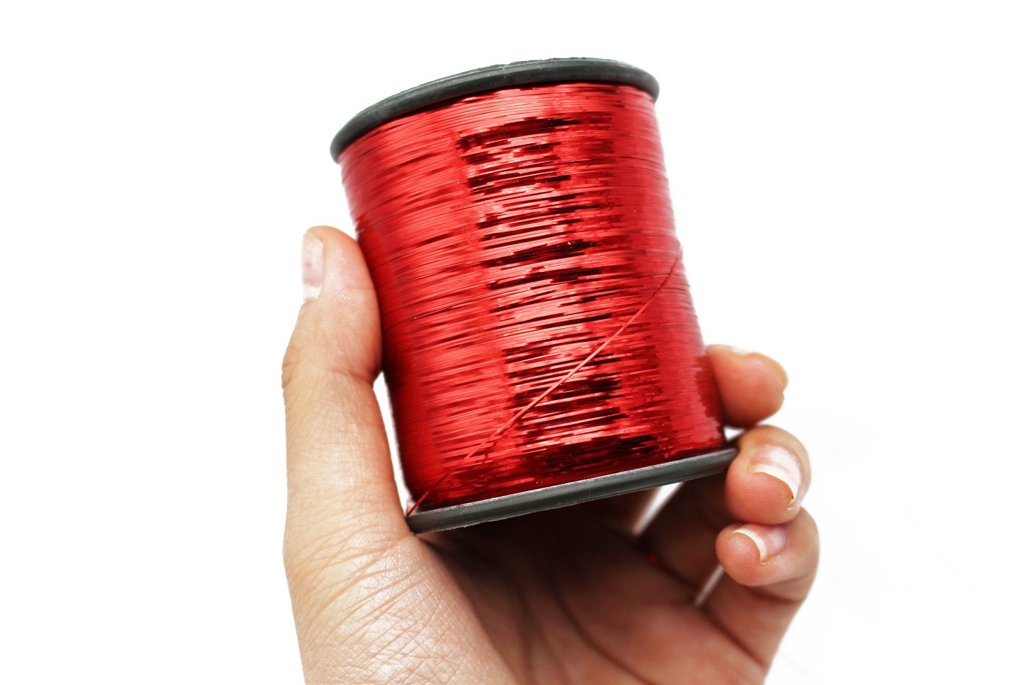 1 Spool 8000m 15 Colors Tinsel Flashabou Flat Mylar Tinsel Sparkle Flash Fly Tying Materials Width 1/92 (Red)