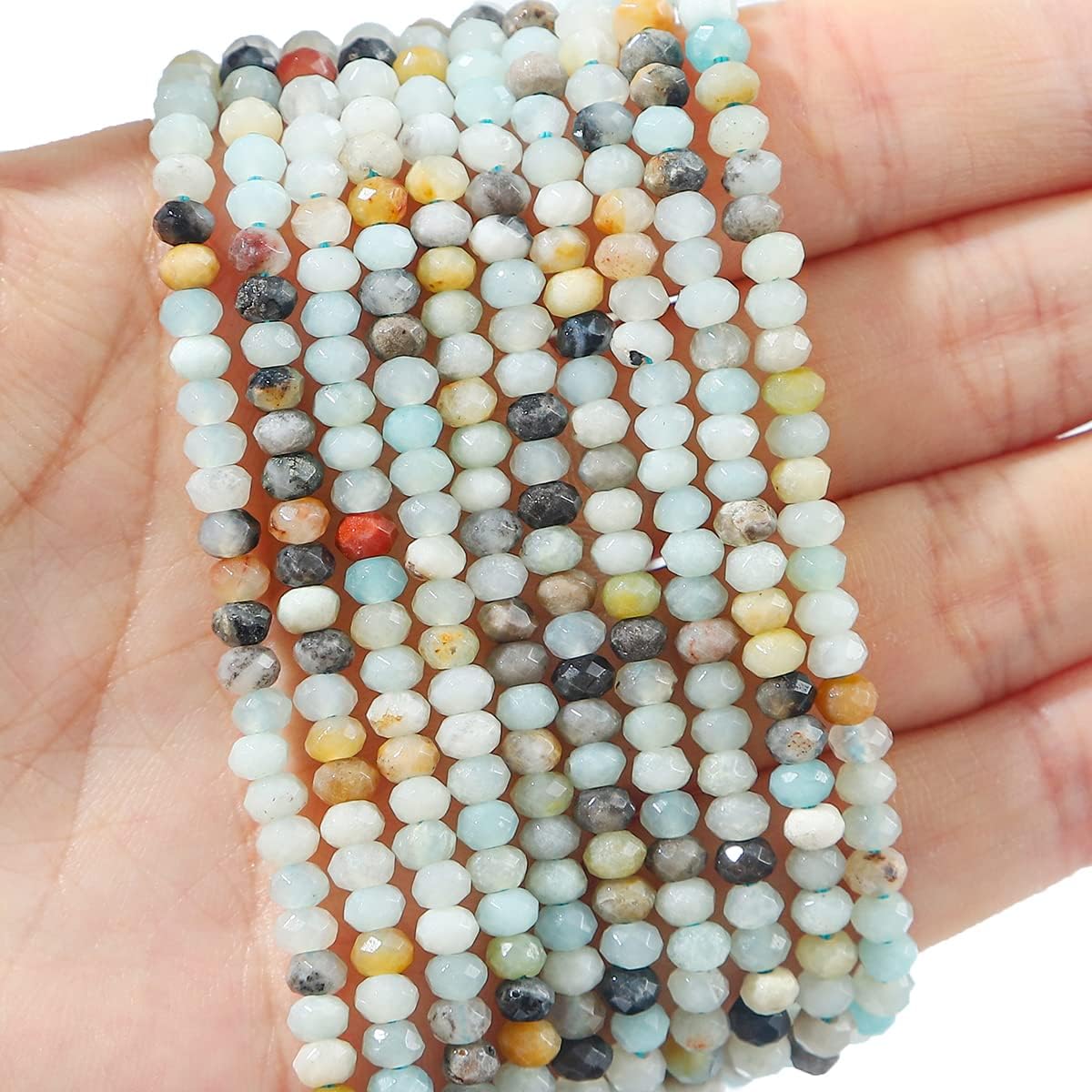 Natural Amazonite Beads 4x2mm 120pcs Faceted Rondelle Loose Semi Gemstone Beads for Jewelry Making Design - Image 3