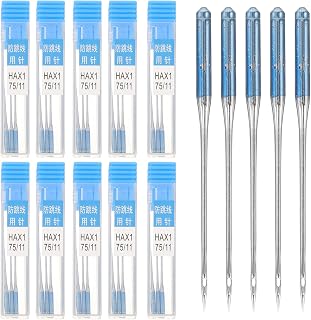 Ipetboom 10 Sets Sewing Machine Needles for Embroidery and Woven Fabrics Anti-wear Metal Needles Compatible with Electric and Traditional Machines Compact Storage Case Included