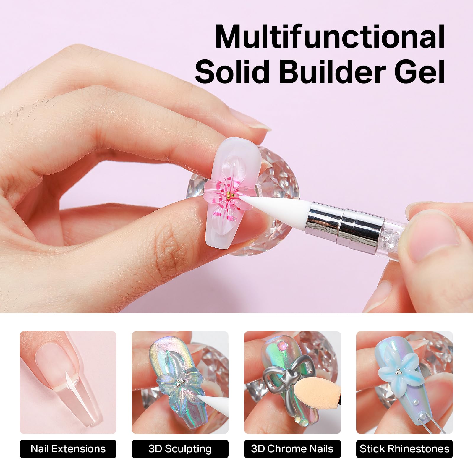 MIZHSE Builder żel do przedłużania paznokci i 3D Nail Art, klej do paznokci, żel 3D lakier do paznokci UV, narzędzie do manicure "zrób to sam"