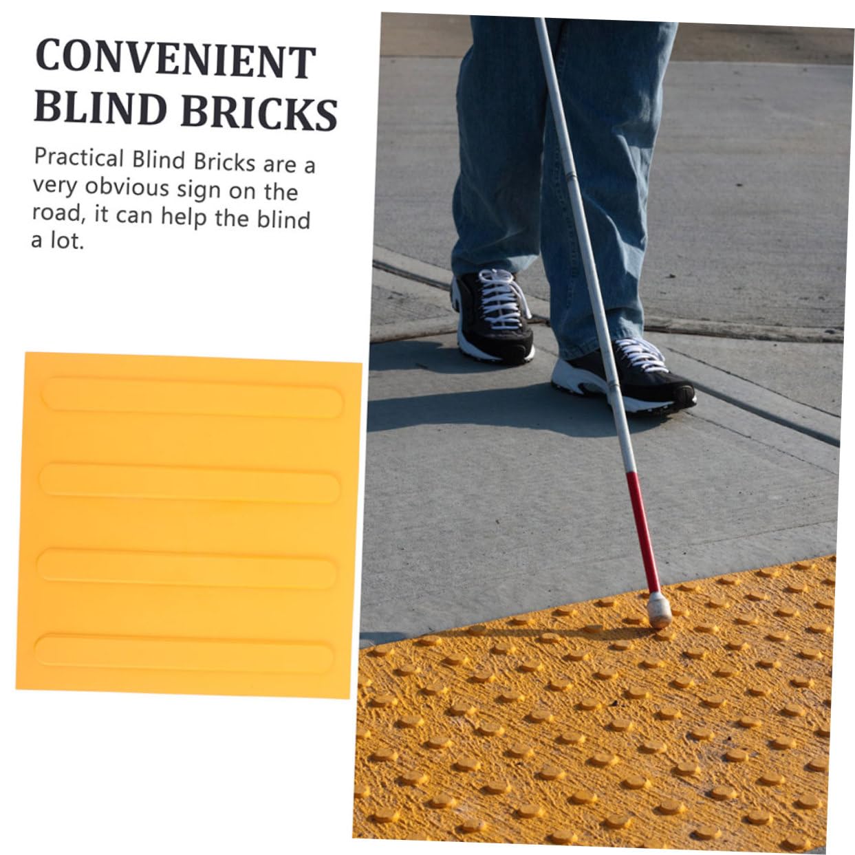 Blind Paver Walkway Tiles Tactile Guide Brick for Safe Pathways Warning for Outdoor Aisles for Visually Impaired Navigation