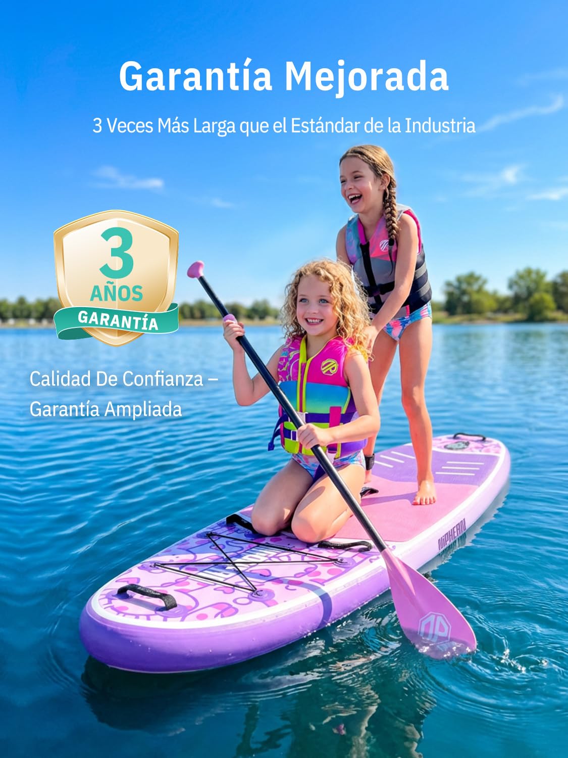 Niphean (Extra Grande) Tabla Paddle Surf Hinchable para 2+1 Personas/Familia, Paddle Surf con (Apto para Principiantes) Aleta Equilibrada, Funda Waterproof, Sup Board para Adultos, Regalo