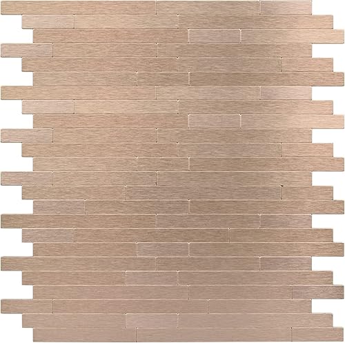 Azulejos de cobre para despegar y pegar, autoadhesivos lineales en muro para salpicaduras de muro, azulejos de pared de metro para cocina y chimenea