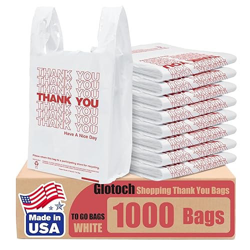 Glotoch Plastic Thank You Bags 1000 Count, 11.5" x 6.5"