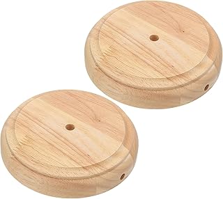 PATIKIL 5.5" x 1.3" Wooden Lamp Base, 2pcs Round Solid Wooden Base Wood Desk Lamp Display Stand Replacement for Bedroom Bedside Table Lamps DIY