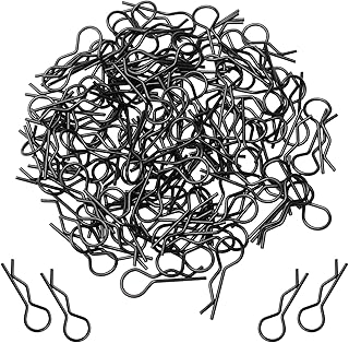 Rchobbytop 100pcs RC Body Clips Universal Springy R Pins for All 1/8 Scale On Road Car Off Road Buggy Rock Crawler Truck Short Course Traxxas Arrma Losi Shell Replacement Parts, Black