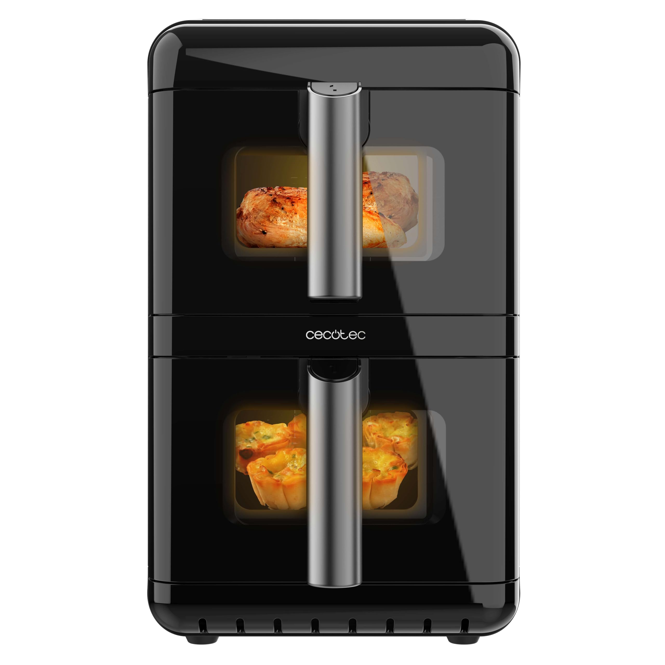 Cecotec Air Fryer without Oil - Air Fryer 12L Cecofry DuoLevel 12000 Window. 2900W, 2 Buckets 6L, Cook up to 4 Foods, Sync, 10 Menus, Temp 40-200ºC, Top Window, Color Touch Panel