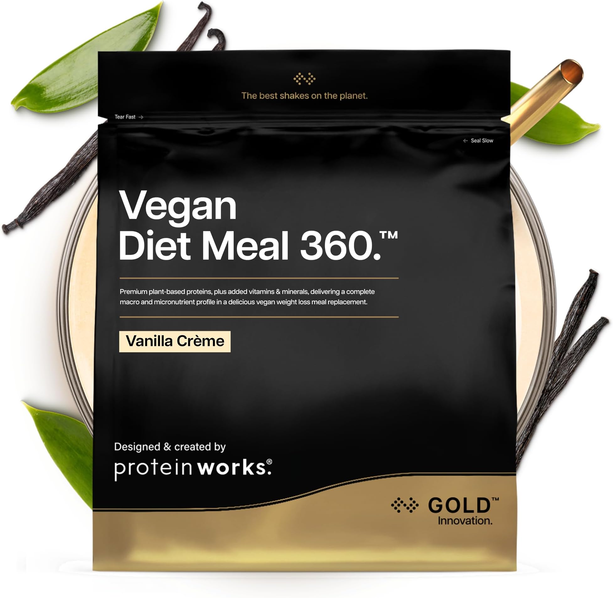 Protein Works | Vegan Diet Meal 360 - GOLD Innovation, Vegan Protein, Diet Meal Replacement Shake, Supports Healthy Weight Loss, Low Sugar, High Fibre, Vanilla Crème, 7 Meals, 500g