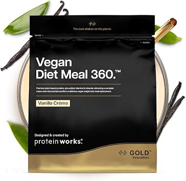 Protein Works | Vegan Diet Meal 360 - Gold, Vanilla Crème, 15 Meals, 1kg | Vegan Protein Meal Replacement Shake, Supports Healthy Weight Loss, Nutritionally Complete, Omega 3, Low Sugar, High Fibre