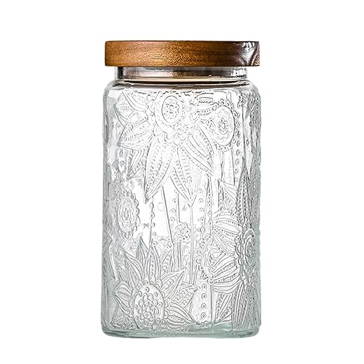 Adodeen 32oz Vintage Glass Jars With Lids, Airtight Food Storage Containers, Kitchen Canisters For Sugar, Coffee, Tea, Spice, Flour, Candy Cookie, Pasta, Cereal, Cute Decorative Jars