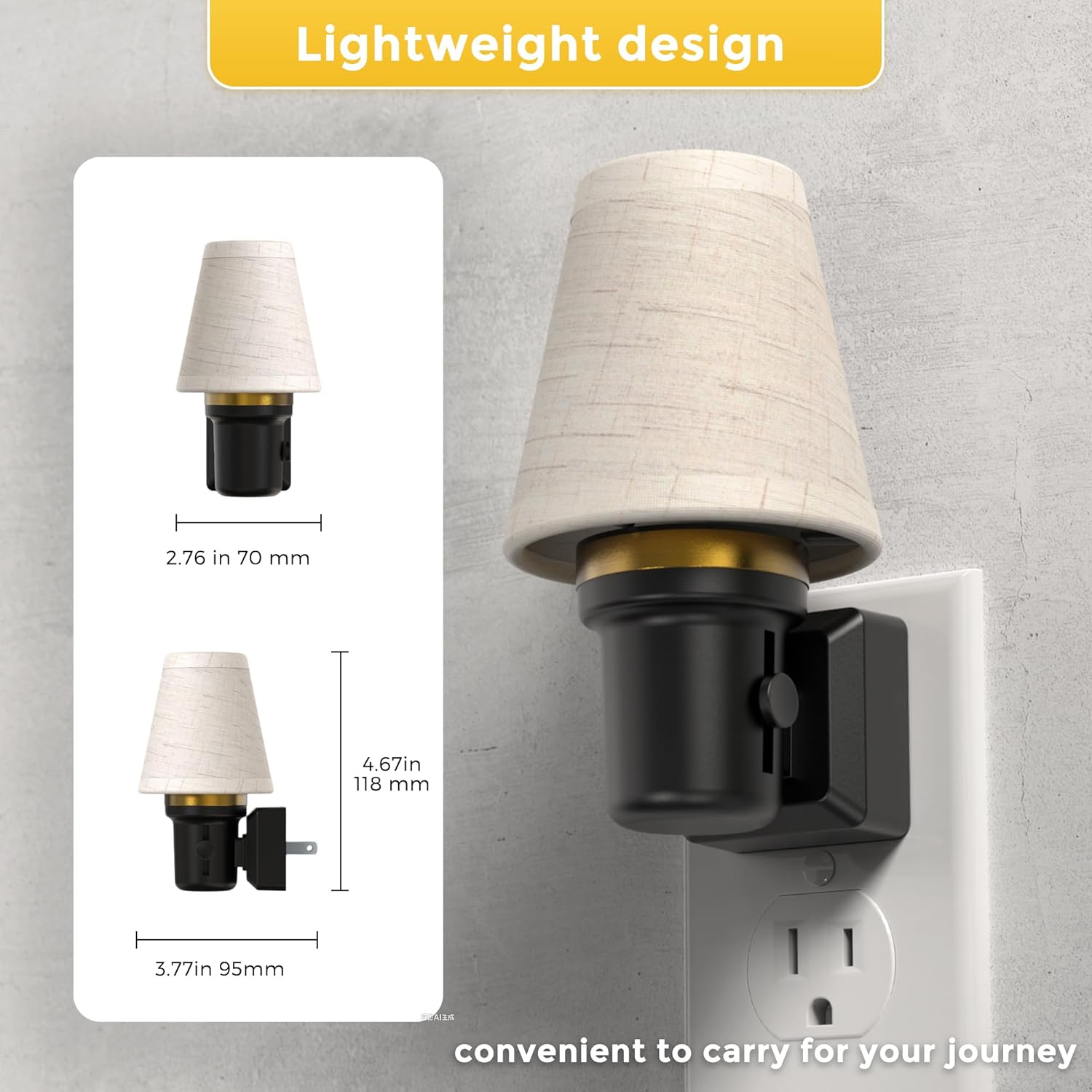 L LOHAS LED Night Lights Plug into Wall, 2 Pack Linen Fabric Round Platform Decor Night Light, Dusk to Dawn Sensor Vintage Nightlight, 0-100LM Dimmable, for Bedroom Living Room Hallway