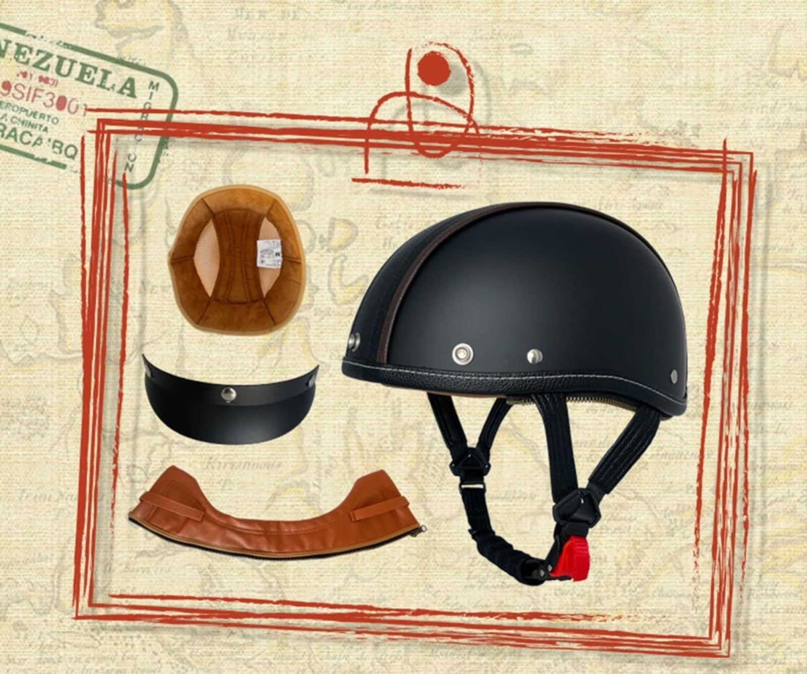 Kask motocyklowy retro, dopuszczony do użytku przez DOT/ECE, kask na skuter, w stylu niemieckim, męski i damski kask motocyklowy w stylu vintage, otwarty kask