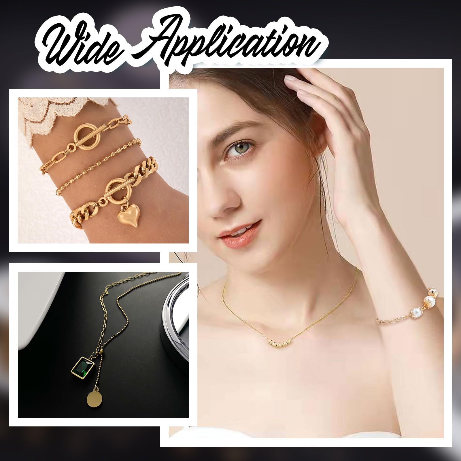 Beebeecraft Catene A Maglie Ovali da 5 m Catene A Graffette Placcate in Oro 18K per La Creazione di Gioielli con 20 Chiusure A Moschettone e 50 Anelli di Salto per Collane Bracciale Forniture