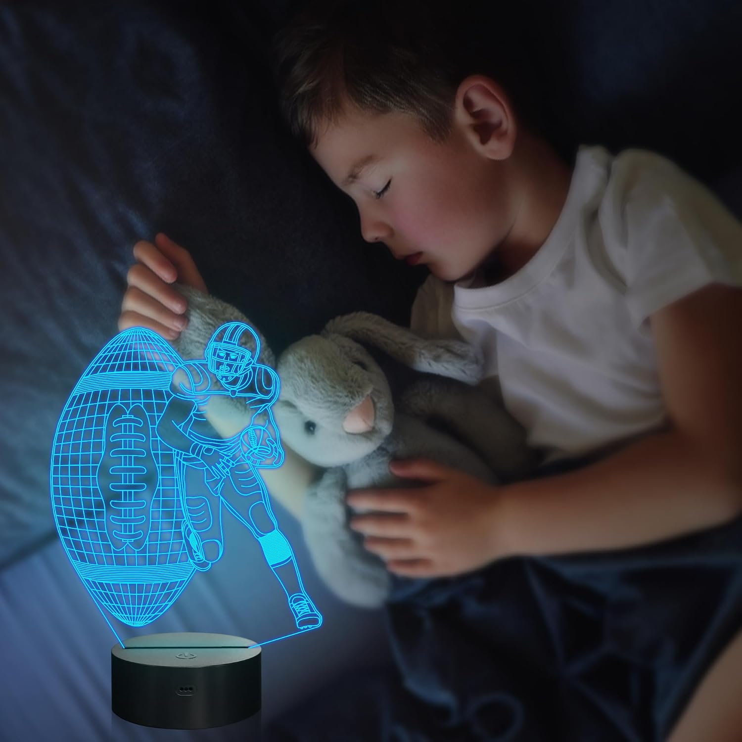 Attivolife Football Player 3D Nightlight, Rugby Illusion LED Lamp with Remote & Touch Control, 16 Colors Changing Dimmable, Great Bedside Decor Birthday Gift for Outsports Lover Children Kids Boys