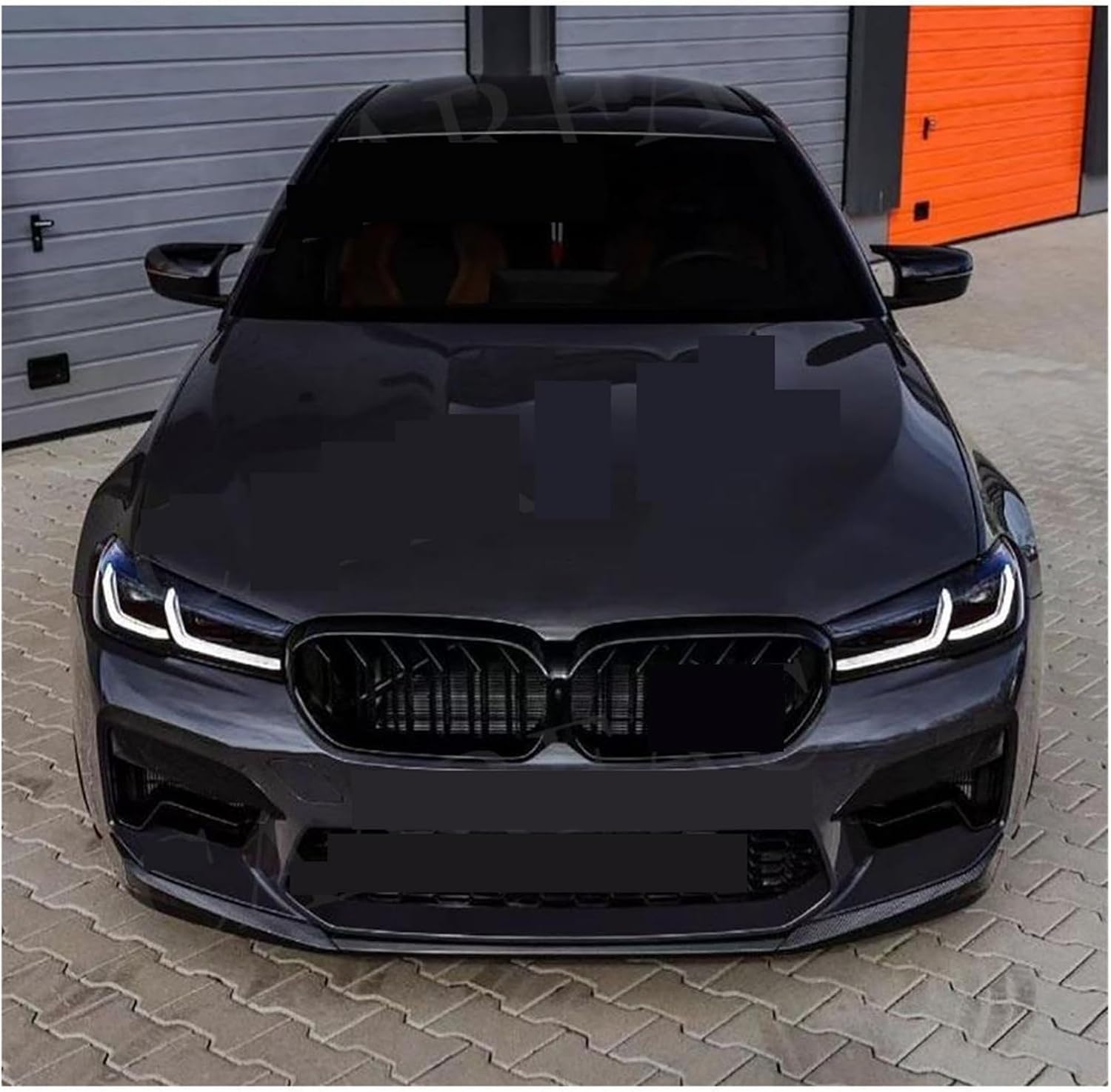 Carbon Fiber Front Lip Spoiler Splitters，Compatible for BMW 5 Series F90 M5 2021+ 3Pcs Bumper Guard Apron Bodykits Car Styling Accessories(FRP Unpainted Black)
