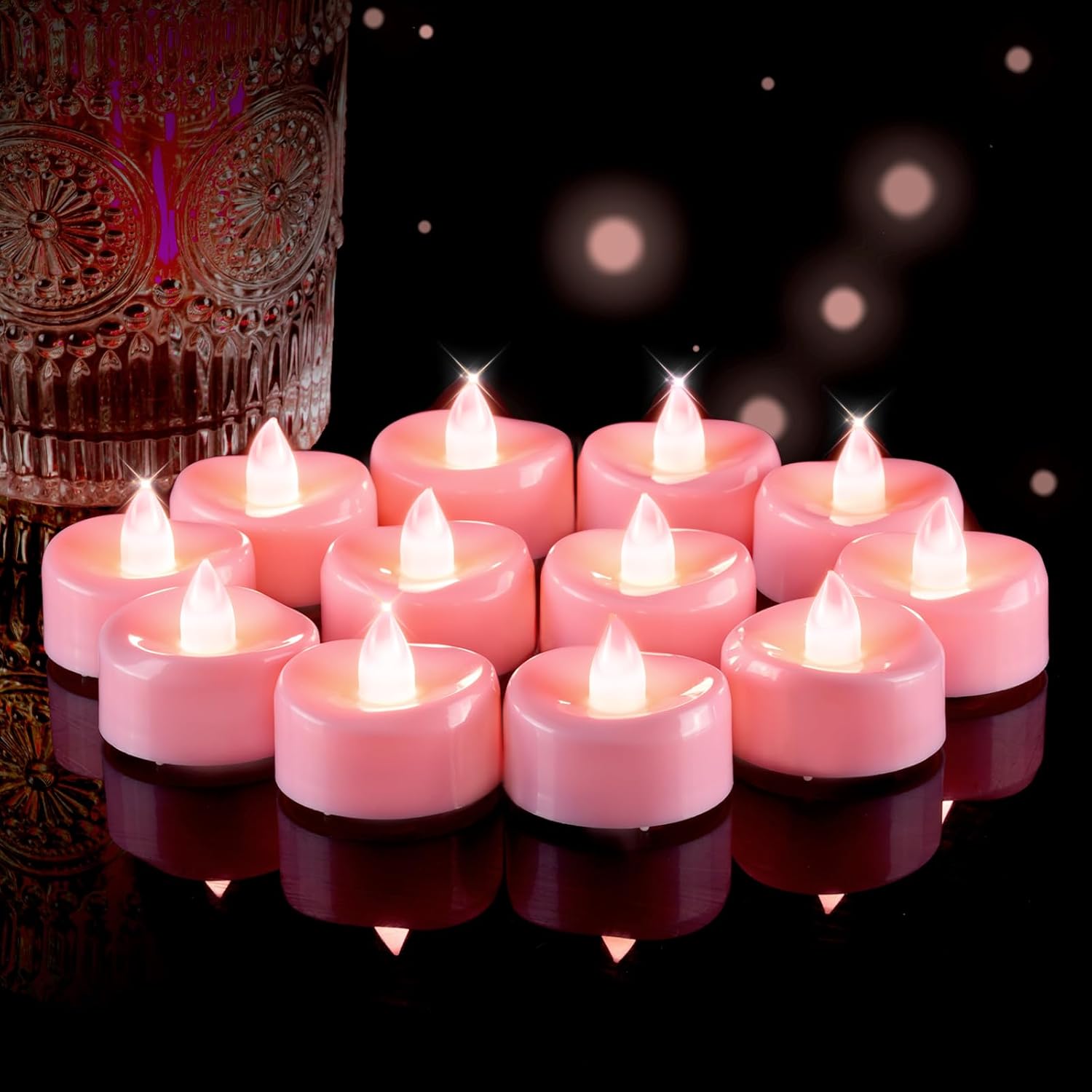 5plots Flameless Candles, 24Pcs Tea Lights Candles Battery Operated, Flameless Tealight Candles No Flickering, Electric Tea Lights Votive Candles - Ivory - 1.5" x 1.25"
