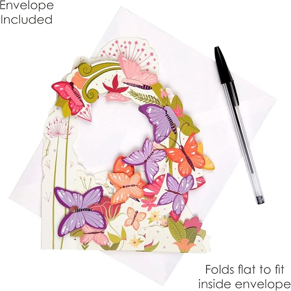 SANTORO Pendulum, 3D Pop Up Greeting Card - Butterflies - For Her, Mom, Daughter, Wife, Mothers Day, Anniversary, Spiritual Insect Card, New Beginnings, Elegant Sympathy Card, Milestone Celebration
