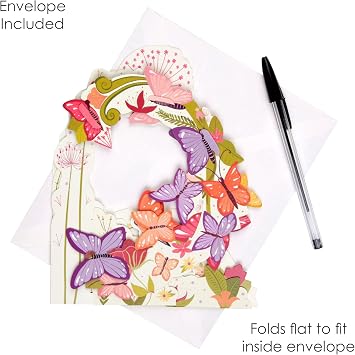 SANTORO Pendulum, 3D Pop Up Greeting Card - Butterflies - For Her, Mom, Daughter, Wife, Mothers Day, Anniversary, Spiritual Insect Card, New Beginnings, Elegant Sympathy Card, Milestone Celebration
