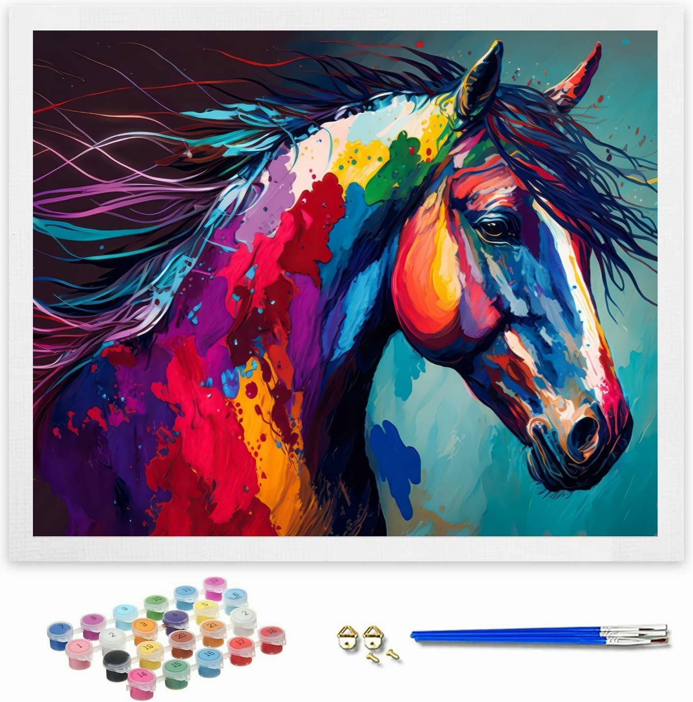 Shukqueen Malen-nach-Zahlen-Set Für Erwachsene – Motiv Pferde, 40 X 50 Cm, Mit Acrylfarben & Pinseln