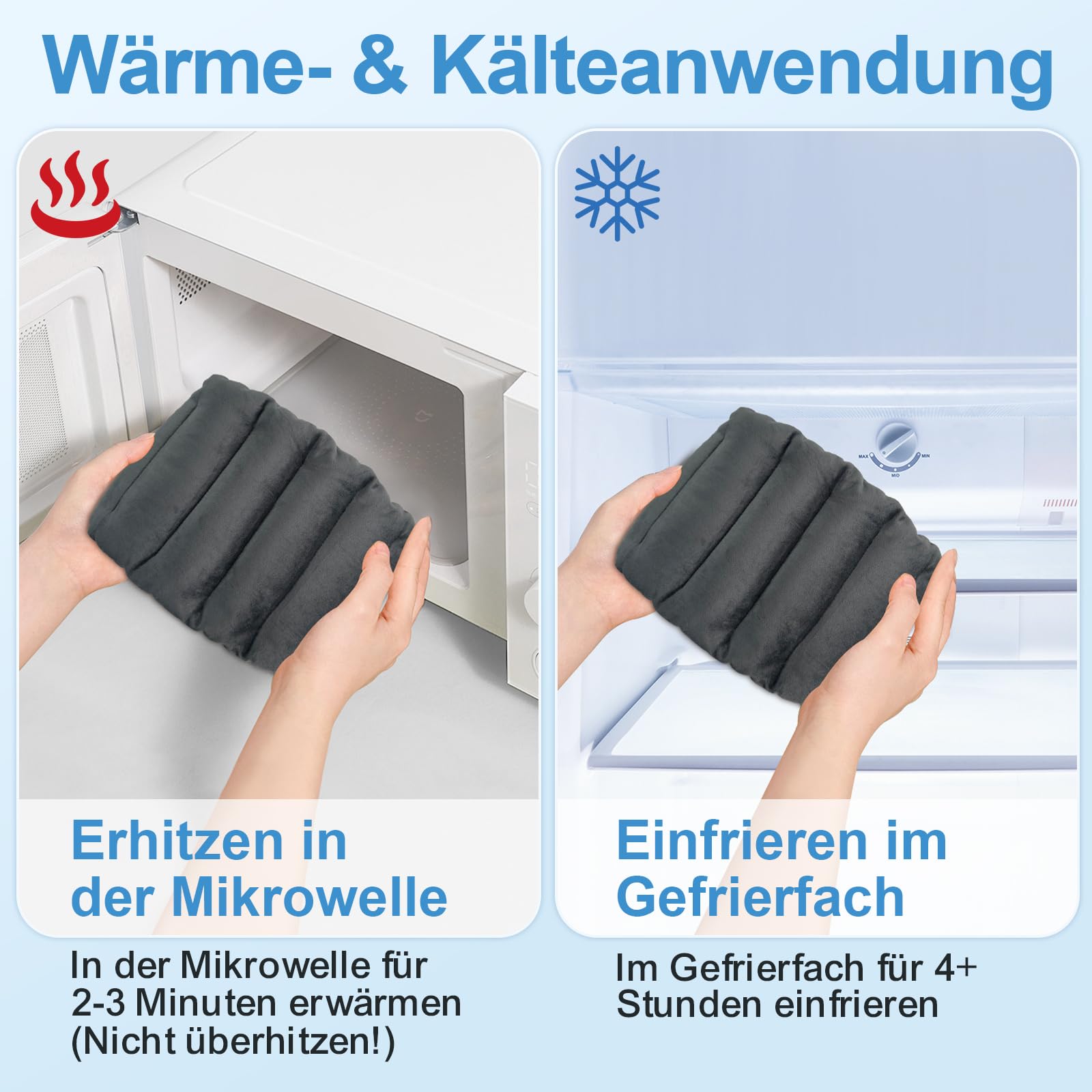 Wärmegürtel Rücken, Körnerkissen Mikrowelle, Mikrowelle Wärme Heizkissen für Rücken, 100% natürliche Füllung Wärmekissen Wärmetherapie, Geschenke für Männer Frauen(Grau)
