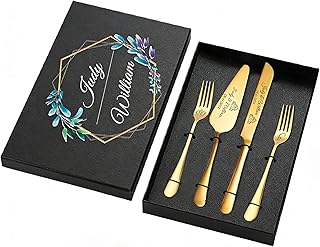 Personalized Wedding Cake Knife and Server Set Stainless Steel Customize Cake Cutter for Wedding, Anniversary, Birthday