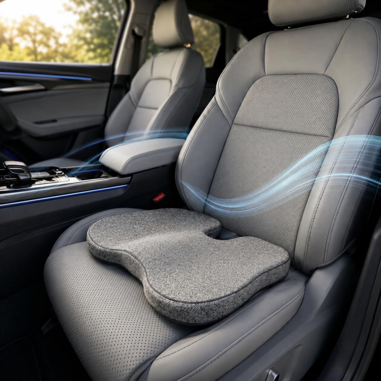 Coccyx Seat Cushion Pillow, Ergonomic Cutout Design, Grey, for Office Chair and Car Seat (Grey, Heart)-image-19