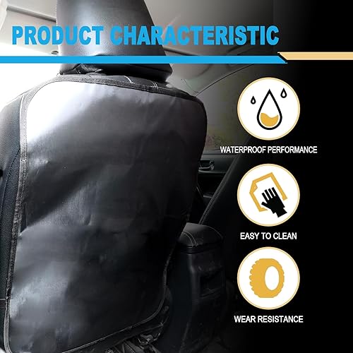 Miniatura 4 de Paquete de 2 alfombrillas protectoras para asiento trasero de automóvil, protector de respaldo de asiento para vehículos para proteger de la