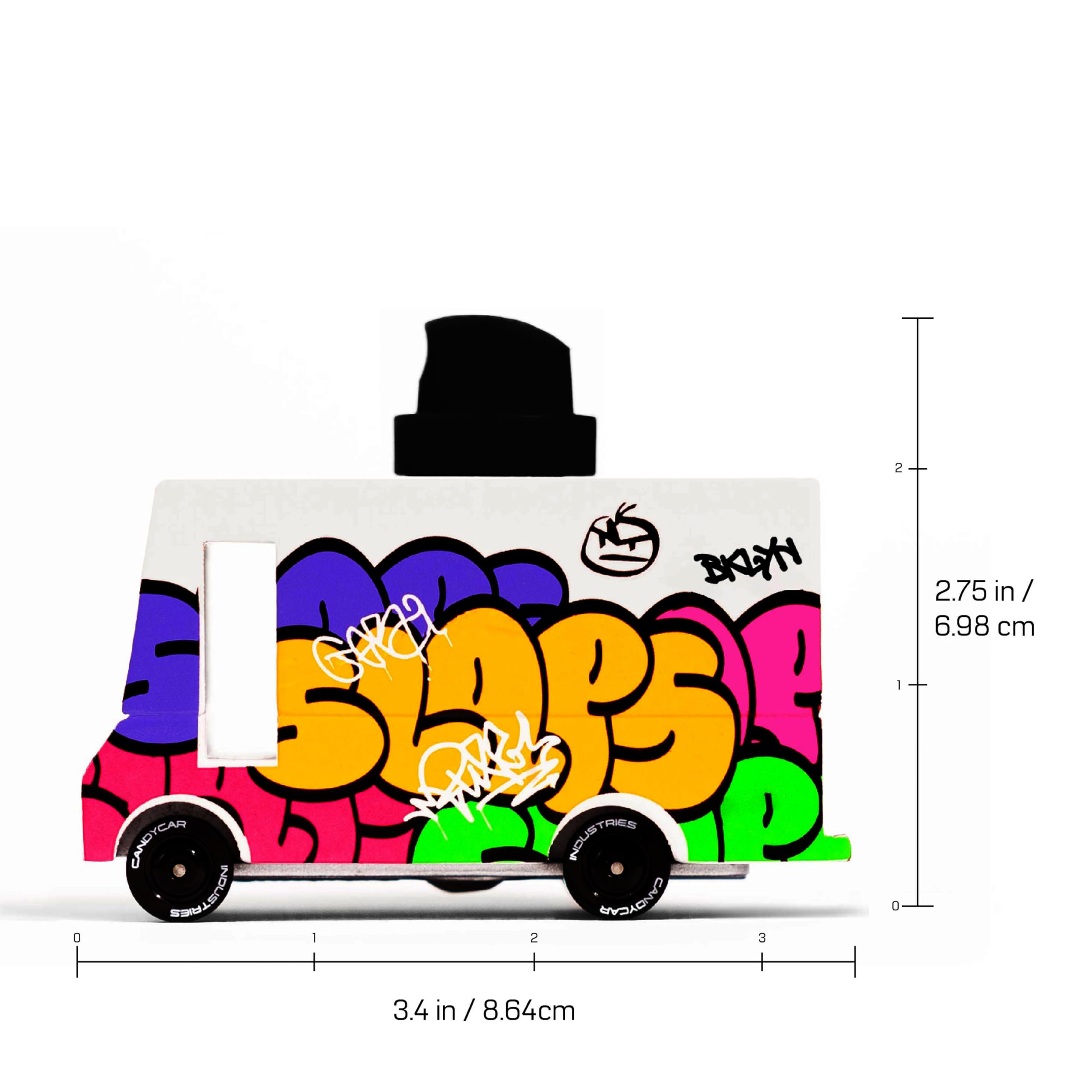 Candylab Toys CANDYCAR kolekcja ciężarówek spożywczych – czarne graffiti, wysokiej jakości ręcznie wykonany samochód z drewna bukowego
