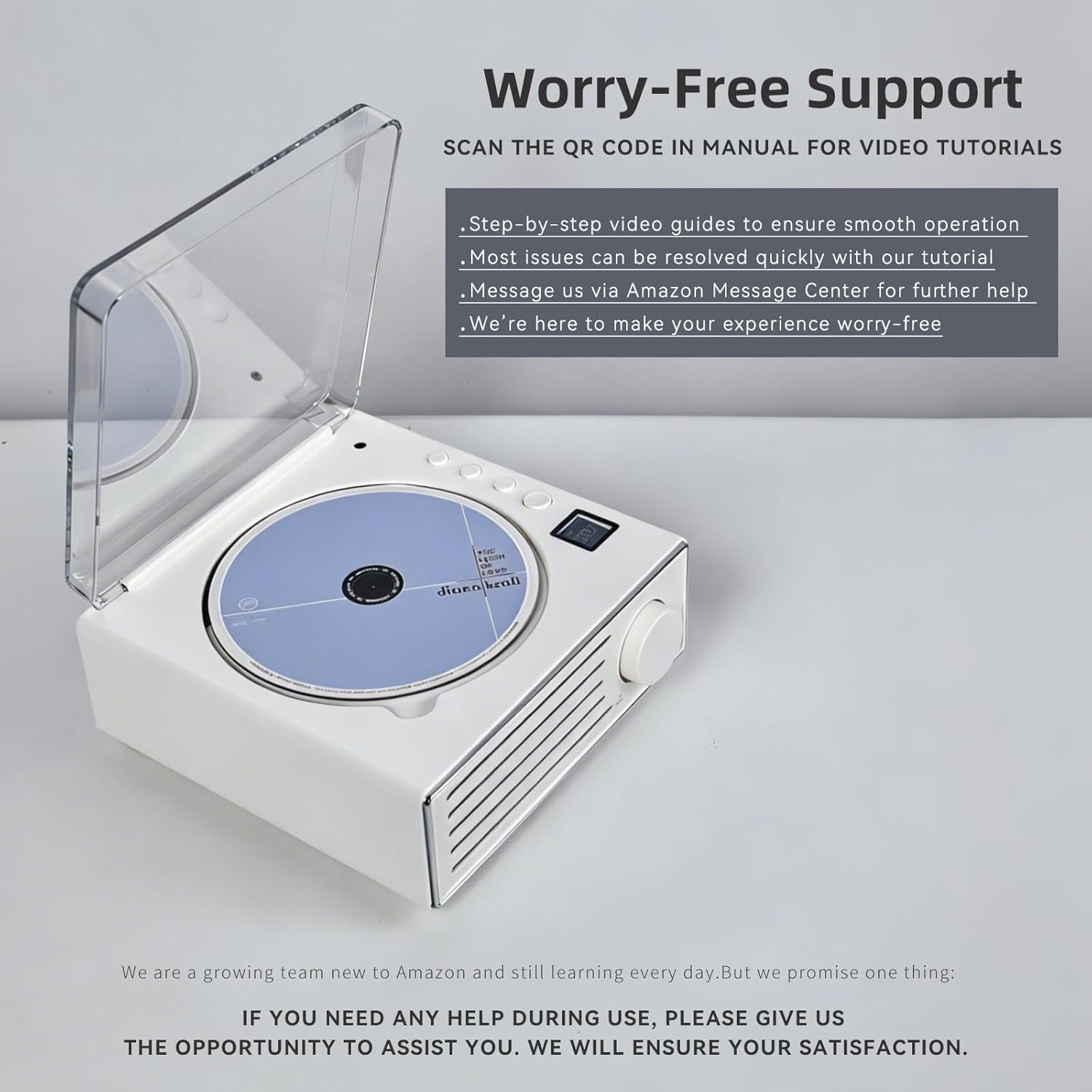 CD Player with Bluetooth 5.3 Transmitter & Receiver, Portable CD Boombox with 8+ Hours Battery, Connect Wireless Headphones/Speakers, Hi-Fi Stereo Sound, USB/AUX Input for Home Kitchen Bedroom (White)