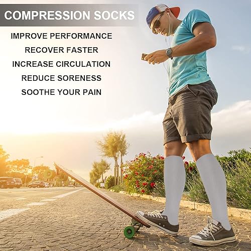 Miniatura 3 de SunFeeling Calcetines de compresión para mujeres y hombres (3 pares)  El mejor apoyo para correr, enfermeras, recuperación, viajes