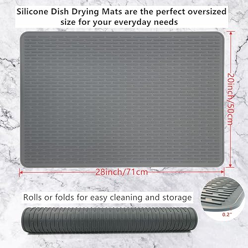 Miniatura 2 de Tapete de silicona para secar platos, ecológico, fácil de limpiar, resistente al calor, fácil almacenamiento, tapete de silicona reutilizable para